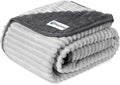 PetAmi Waterproof Dog Blanket, Leakproof Pet Blanket for Small Medium Large Dog, Reversible Furniture Bed Sofa Couch Cover Protector, Soft Striped Pet Throw for Indoor Cat, 24x32 in, Grey Light Gray