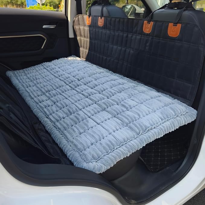 HOMEREFROM Dog Bed for Car, Backseat Pet Bed Mat, Dog Seat Cover for Car Back Seat, Non-Slip Travel Pet Mat, Fit for Backseat Extenders and Seat Covers (LightGray, 24.8x54inch)