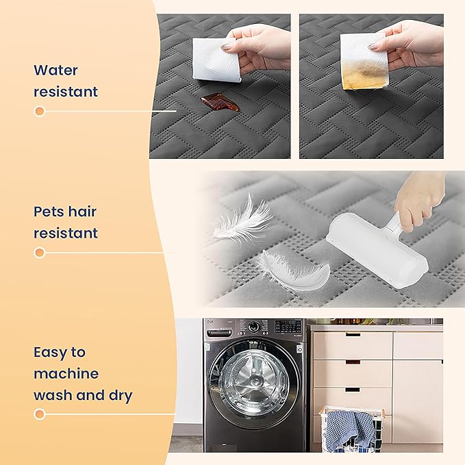 gogobunny 100% Double Sided Waterproof Dog Blanket Soft Pet Bed Cover Reversible Protect Furniture Couch Sofa Car for Puppy Cat Kids (Dark Grey/Light Grey, 82x120 Inch (Pack of 1))