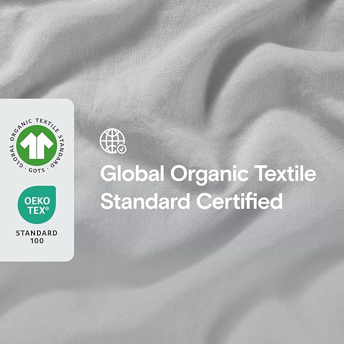 Sijo Stone Washed Organic French Linen Bed Sheet Set, GOTS Certified Organic, Best Cooling Linen Sheet Award by Sleep Foundation, 4 Piece - 2 Pillowcases, 1 Fitted and 1 Flat (Dove, King)
