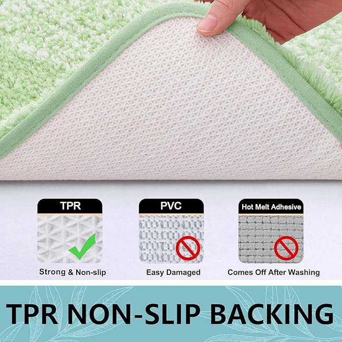 Arotive Microfiber Bathroom Rugs, Shaggy Soft and Absorbent Bath Rug, Non-Slip, Thick Plush Machine Washable Dry Bath Mats for Bathroom, Tub and Shower, 47x24, Sage Green, Rectangular