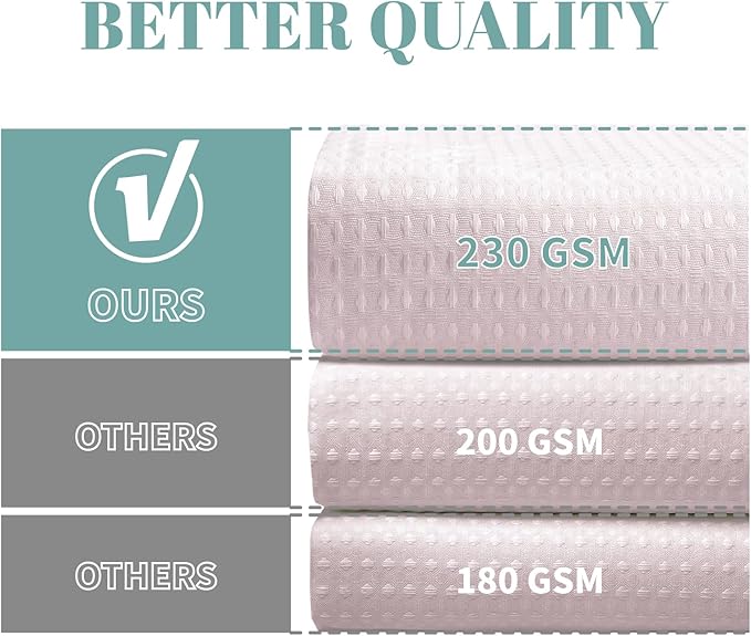 eachope BlushPink No Hook Waffle Weave Shower Curtain with snap-in Liner Replacement, 230GSM Waterproof Fabric Hotel Shower Curtain Set for Bathroom, Through Mesh Top Window,71Wx74H