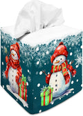 Tissue Box Cover Square Decorative Tissue Box Holder Cute Funny Cube Tissue Case Cover-Xmas Decor Christmas Snowman Tissue Box Cover