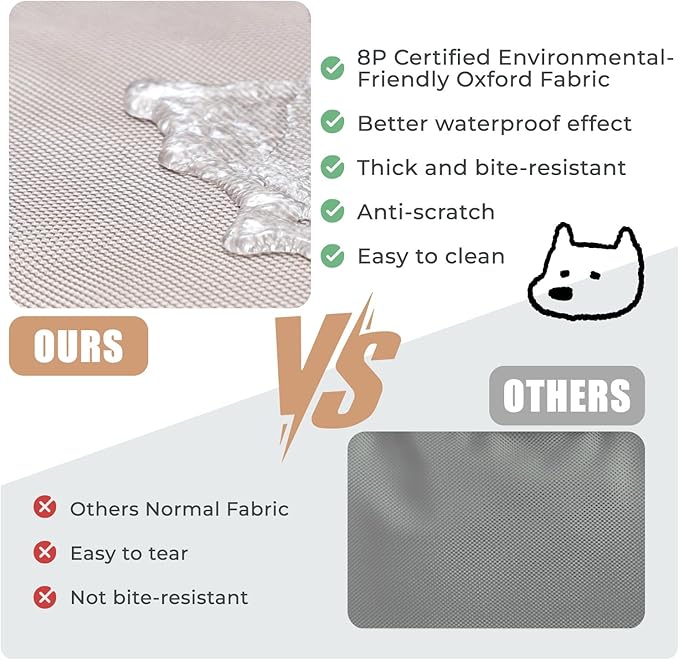 OUPEIWAWA Orthopedic Outdoor Waterproof Dog Beds for Large Dogs, Washable Pet Bed with Egg Crate Foam Pet Bed Mat for Crate and Removable Oxford Fabric Cover,41"x 29",Beige
