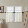 Lecloud Bessie Ivory Kitchen Curtains 24 Inch Length 2 Panels, Faux Linen Textured Curtains for Bedroom, Window Curtain Tiers with Dual Rod Pocket, Each 30 W x 24 L