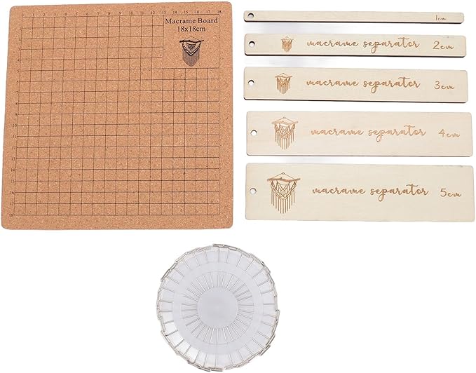 Macrame Board and Pins Double Sided Grids, Macrame Project Board with 5 Rulers 30 T Pins, Cork Braiding Board for Bracelet Making, DIY Knotting Jewelry Craft Kit for Beginners