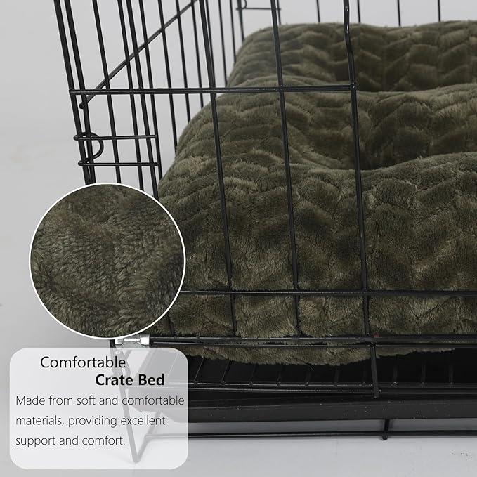 Necesitar 30 Inch Dog Crate Bed for Medium Dogs Washable Soft and Comfy Kennel Pad with Anti-Slip Comfy Sleeping Pillow Up to 40 lbs Pets,30x19 Olive Green