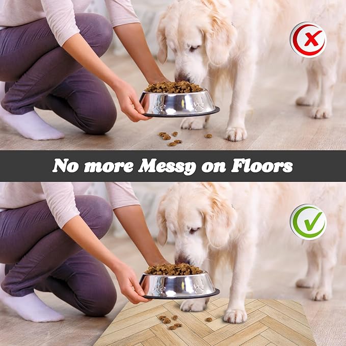 Dog Food Mats for Floors Waterproof, Dog Cat Water Bowl Mats Pet Feeding Absorbent Mat Dog Cat Pet Placemats for Food and Water Wood 16 * 24 inch