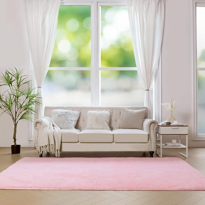 duduta Pink Soft Fluffy Rug 5x8 ft, Shag Fuzzy Plush Rectangle Carpet for Bedroom Nursery Living Room Home Decor