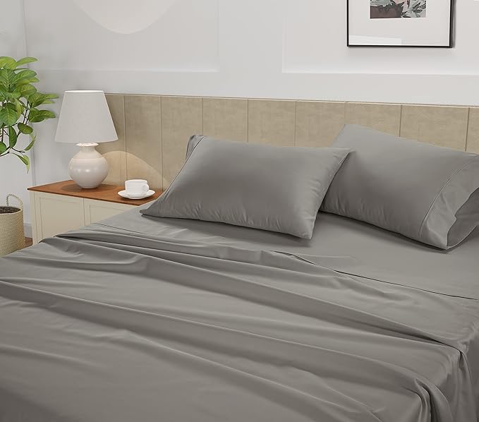 LANE LINEN Full Size Sheets Set – 450 Thread Count 100% Cotton, Cooling & Soft Sateen Weave, 15” Deep Pocket, Breathable Bed Sheets & Pillowcases, Fade-Resistant & Machine Washable, Paloma