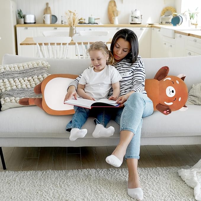 MIAOHAHA Long Plush Raccoon Pillow - Cute Plush Toy Doll Stuffed Animal Hugging Pillow for Sleeping Gift for Kids and Girls (110cm/43.3in)