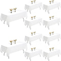 White Tablecloths Rectangular 10-Pack, 60x126 Inch Table Cloth for Rectangle Tables - Polyester Fabric Tablecloth, Reusable & Washable Table Cover