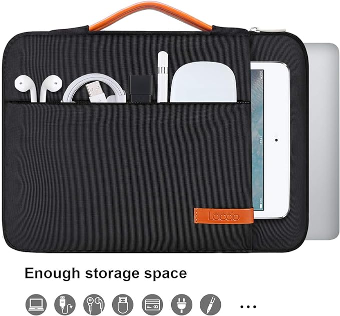 Lacdo 360° Protective 15-15.6 Inch Laptop Sleeve Case for Acer HP Lenovo Dell ASUS Laptop, Acer Aspire 15, HP Pavilion 15, Dell Inspiron 15, Lenovo IdeaPad 15, ASUS ZenBook 15 Computer Bag, Black
