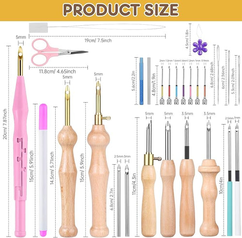 37Pcs Punch Needle Embroidery Kit - Complete for Needle Punching - Includes Punch Needle Tools in Various Sizes,Perfect for Crafting&Gift(Purple)