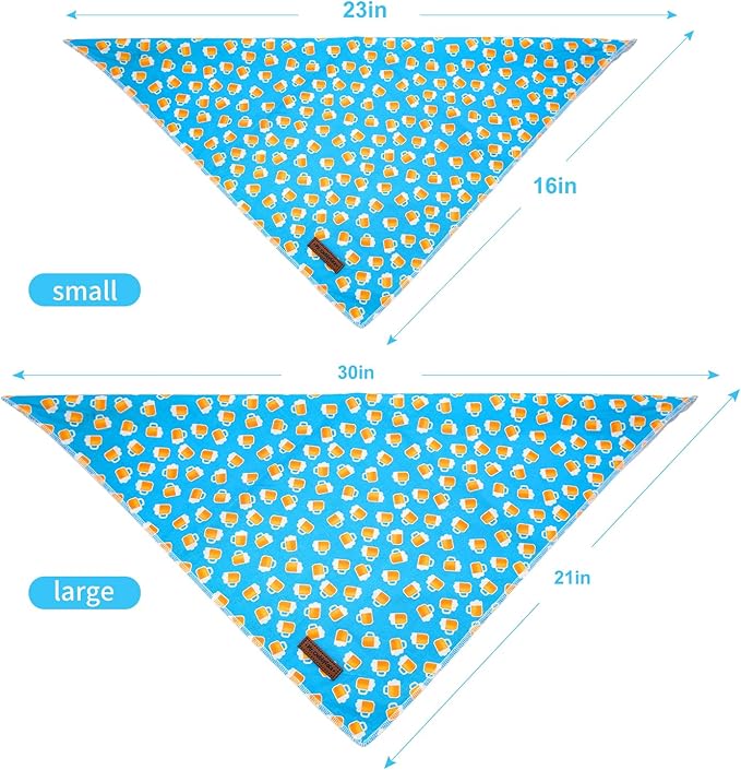 MR. CHUBBYFACE Blue Beer Dog Bandanas Reversible Triangle Bibs Scarf Accessories for Dogs Cats Pets