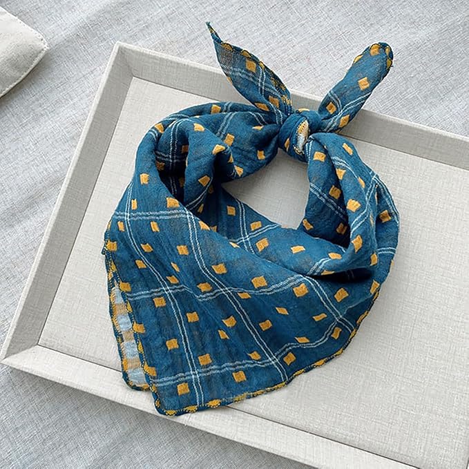 Pemilosci Double Layers Two Tones Dog Cotton Square Bandana Bibs Scarf Kerchief for Small Medium Dogs Boy or Girl - DCB01 B&Y
