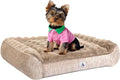 Welfibr Dog Bed 100% Washable Faux Fur Dog Beds Small Size Dog Orthopedic Dog Bed with Sides Elevated Dog Bed Comfort Pet Beds with Removable Cover Noiseless Supportive Dog Couch Anti-Slip Brown 35"