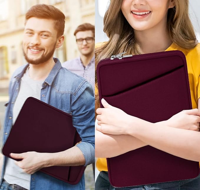Laptop Sleeve Case 15.6 inch, Durable Briefcase Shockproof Protective Cover, Handbags Portable Laptop Bag for 15.6 inch HP Dell Asus Lenovo, Computer Case with Front Pocket, Wine Red