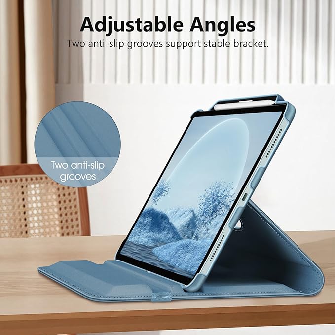 Fintie Rotating Case for iPad Air 13-inch (M3) 2025, (M2) 2024-360 Degree Swiveling Protective Stand Cover with Pencil Holder, Auto Wake/Sleep, Ocean Blue