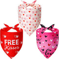 Agroon Dog Valentines Bandana Small 3PCS, 6 Pattern Sweetheart Scarf for Boy and Girl, Red Pink Black Triangle Reversible Love Bibs Breed for Puppy Pets