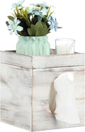 Tissue Box Cover, White Washed Solid Tissue Box Cover with Storage Tray Square Tissue Box Covers Holder for Bathroom, Bedroom, Dinner Table, Office, Tabletop 6" x 6" x 7.4"