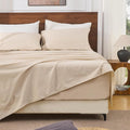 Bedlifes 100% French Linen Sheets King Size 18-24”Extra Deep Pocket 4-Piece Set Breathable & Moisture-Wicking,Soft & Durable Sheets for Thick Mattresses(Linen)