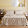 Simple&Opulence Belgian Linen Sheet Set Solid Color - 6 Pieces (1 Flat Sheet & 1 Fitted Sheet & 4 Pillowcases) 16" Deep Pocket Natural Flax Cotton Blended Soft Bedding - Linen, California King