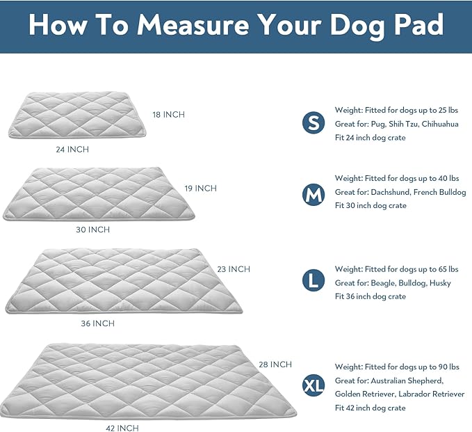 Dog Bed Crate Pad 2 Pack, Soft Dog Crate Mat with Anti-Slip Bottom, Machine Washable Kennel Pad, Fits 24 Inch, Grey