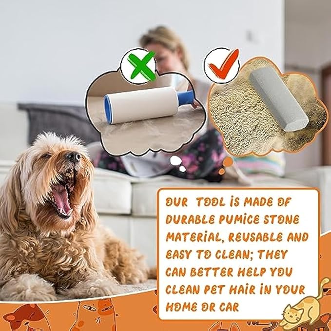 Abbylike 6 Pcs Pet Hair Remover Gray Pumice Stone Car Pet Hair Removal Tool for Bedding Carpet Couch Furniture Cleaning(6.1 x 2.56 x 1.4 Inch)