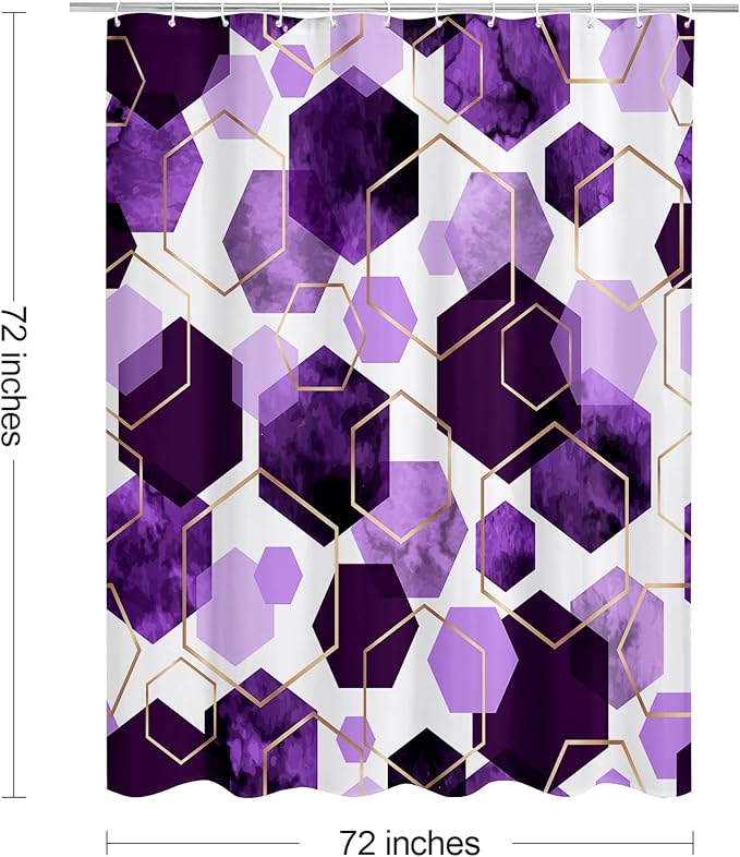 Litabel Purple Modern Shower Curtain for Bathroom, Geometric Art Decor Waterproof Bath Curtain, Abstract Fabric Shower Curtain Sets for Home Decor, 72x72 Inch
