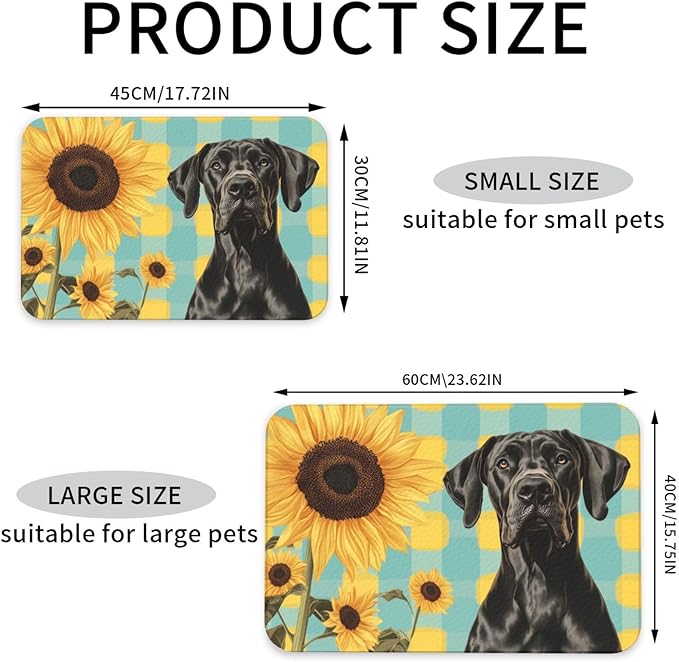 Great Dane Food Mat for Floors Waterproof,Quick Dry Anti-Slip Dog Bowl Mats for Food and Water,Pet Feeding Mats,Pet Placemat for Messy Drinkers to Protect Floors,Pets Supplies 17.72×11.81in