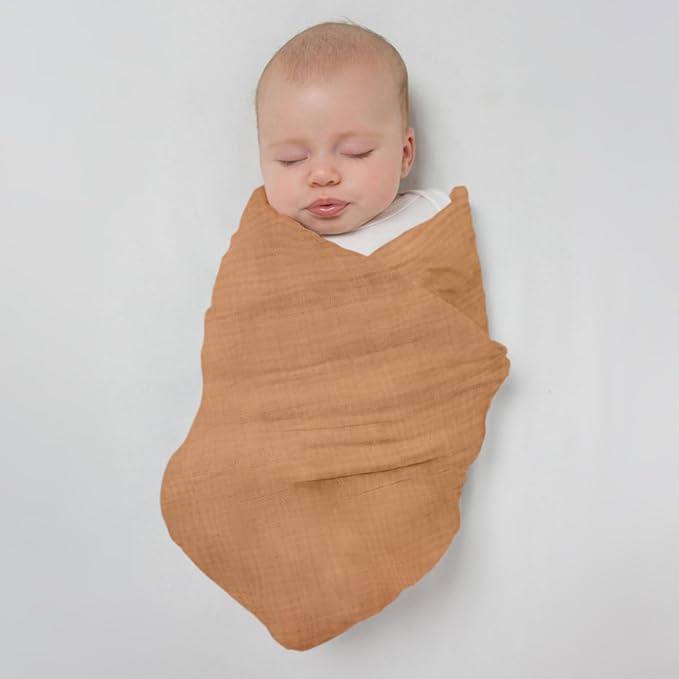 SwaddleDesigns Cotton Muslin Swaddle Blankets for Babies, Set of 4, Neutral Receiving Blankets for Newborn, Baby Registry & Gift, 46x46 inches, Tuscan Sunset