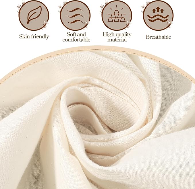 100% Cotton Muslin Fabric, 63 inch x 5 Yards Natural Unbleached Cotton Fabric, Unbleached Muslin Linen Fabrics by The Yard, for Sewing Quilting Embroidery, Garments, Crafts