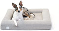 Bluewater Dog Luxury Boucle Orthopedic Memory Foam Dog Bed with Waterproof Liner and Machine Washable Cover with YKK Zippers (Medium, 37" L x 30" W x 6" Th, Sand)