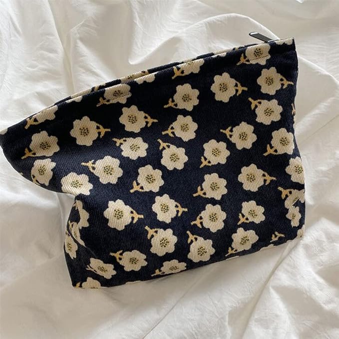 SxoSyo Cosmetic Bags for Women Makeup Bag Large Capacity Purse Travel Toiletry Zipper Storage Pouch Make up Brushes Organizer for Gifts (Black, Flower)