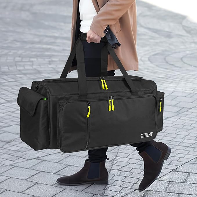 XIDIHF Large DJ Cable Gig Bag with Adjustable Dividers, Portable Travel Case for Cables, Power Cords, Audio Gear & Musician Accessories, Fits Professional DJ Equipment – 22.5" x 10.2" x 11.8"