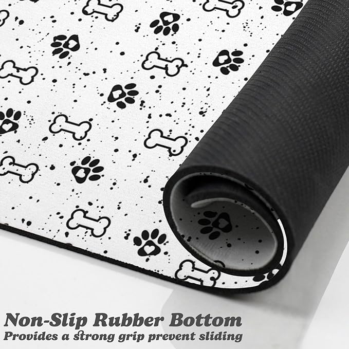 Dog Food Mats,Cat Absorbent Water Bowl Feeding Mats Pet Placemats for Food and Water Spot 17 * 30 inch