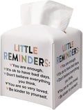Cute Leather Tissue Box Cover Square, Inspirational Decorative Tissue Box Holder, Housewarming Gift Ideas for Family Friends, Little Reminders Desk Decor for Bathroom Office-(5.2 Inches) A01