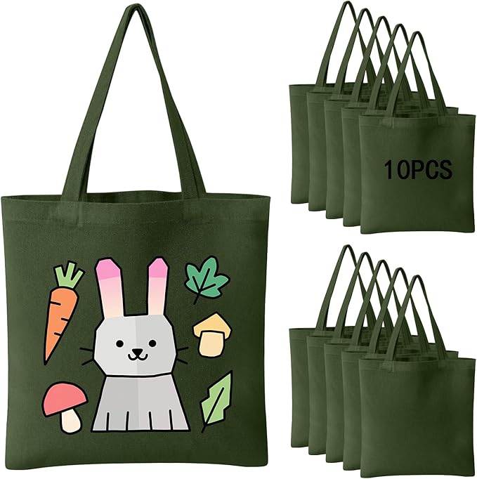 OKBA 10-Pack Blank Reusable Grocery Shopping Cloth Bags canvas tote bags Bulk DIY custom