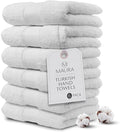 MAURA White Hand Towels for Bathroom. Luxury Turkish Cotton Bath Hand Towels Set of 6. Ultra-Soft, Thick & Plush - White