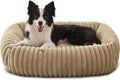 FURTIME Dog Beds Large Sized Dog, Washable Orthopedic Pet Bed with Removable Cover, Rectangle Soft Calming Sleeping Puppy Bed Durable Pet Cuddler with Anti-Slip Bottom, Beige, XL(42"x20"x8")