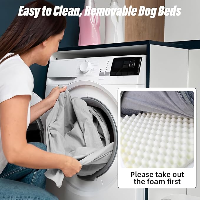 Orthopedic Egg-Shaped Sponge Dog Bed Medium Size Dog with Sides, Removable Cover and Non-Slip Bottom (Grey, 28 * 23 * 6)
