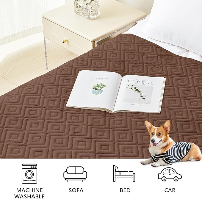 hyha Waterproof Dog Blanket, Soft Dog Bed Cover Pet Blankets, Waterproof Sofa Couch Cover for Dogs Washable, Reversible Pet Couch Covers for Sofa Furniture (82x102 Inch, Brown/Beige)