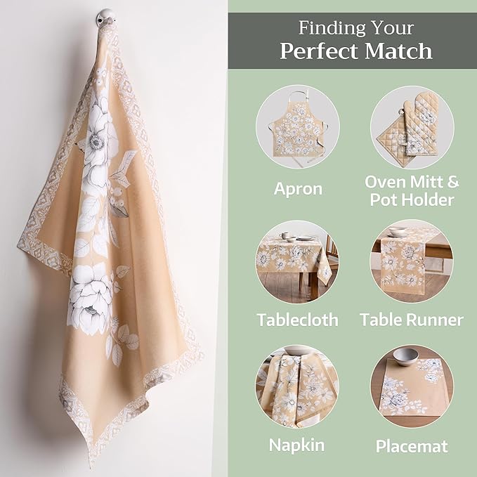 Maison d' Hermine Kitchen Towels Set of 3 100% Cotton 20" x 27.5" Reusable Cloth Tea Dish Towels Absorbent with Hanging Loop for Kitchen Dining Thanksgiving Christmas Decorations (Pretty Autumn)
