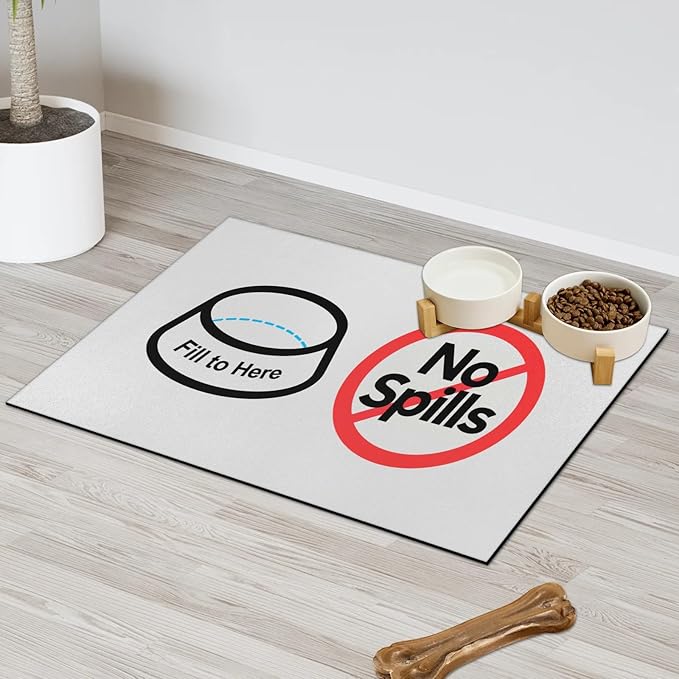 No Spills Dog Food Mat, 16x24 Inch Waterproof & Easy Clean Pet Feeding Mat for Floor Protection, Non-Slip Bowl Placemat for Messy Dogs