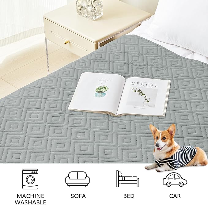 hyha Waterproof Dog Blanket, Soft Dog Bed Cover Pet Blankets, Waterproof Sofa Couch Cover for Dogs Washable, Reversible Pet Couch Covers for Sofa Furniture (68x82 Inch, Grey/Grey)