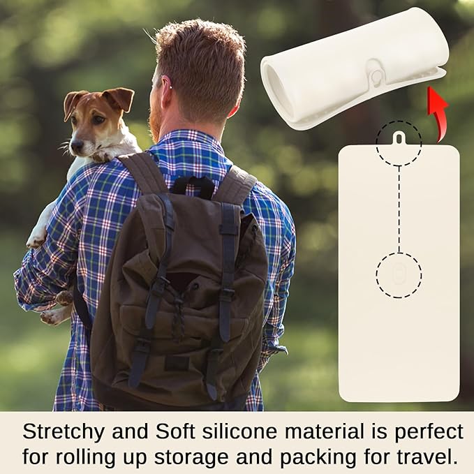 Dahaiwua Waterproof Pet Placemat,Feeding Mats,Non Slipping Cat Food Mats,Cat Food Mats for Floor with Lip,Dog Food Mat-Beige