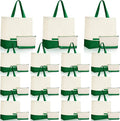 Sanwuta Canvas Tote Bags Bulk with Zipper Cosmetic Pouch 18.5" Reusable Cotton Shopping Bag with Handle for DIY Craft