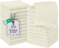 DAN RIVER 24 Pack Wash Cloths for Showering [12x12] - 100% Cotton Washcloths Premium Quality Flannel Face Cloths for Bathroom, Highly Absorbent and Soft Feel Wash Clothes, Ivory