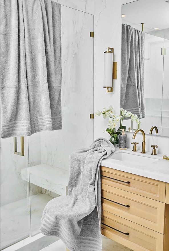 Texmpire Luxury Bath Sheets, 2 Piece Extra Large Bath Sheets (40x65 Inches), Highly Absorbent, Quick Dry, Premium, and Plush Bath Sheets, 100% Organic Turkish Cotton Towels for Bathroom (Grey)
